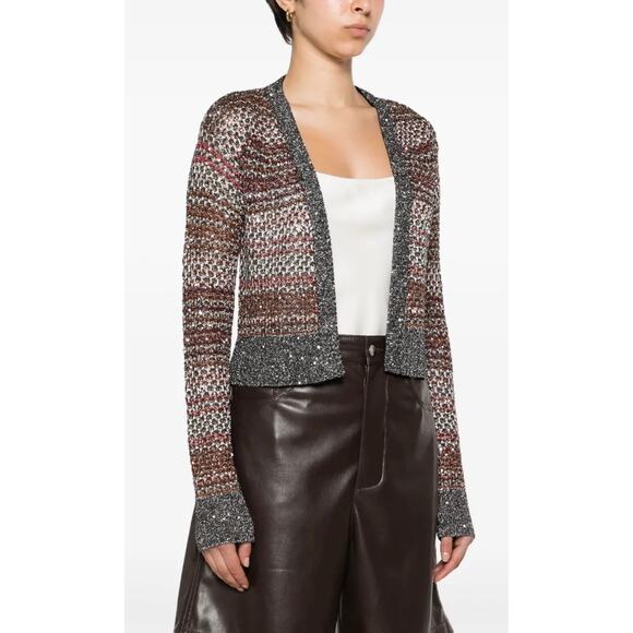 Missoni Mesh Knit Sequin Short Cardigan in Multi - Picture 4 of 15